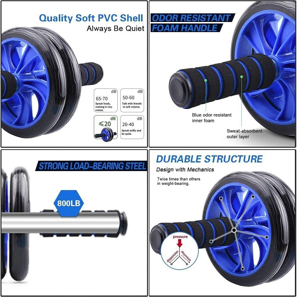 AERLANG 7-IN-1 Ab Roller Wheel Set With, 2 Push-up Bars, Resistance Band, Skipping Rope, Hand Grip And Knee Pad, Fitness Workout At Home Gym, Multi-functional Sports Equipment Fathers Day Gifts