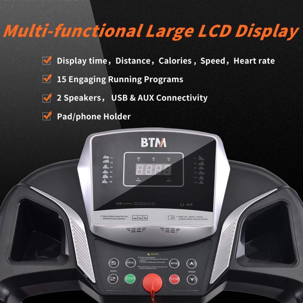 BTM W501 Electric Treadmill Folding │USB  Speakers │12KM/H │Motorized Running Jogging Walking Machine for Home Use │Digital Control │15 Pre-Programs │2 Years Guarantee