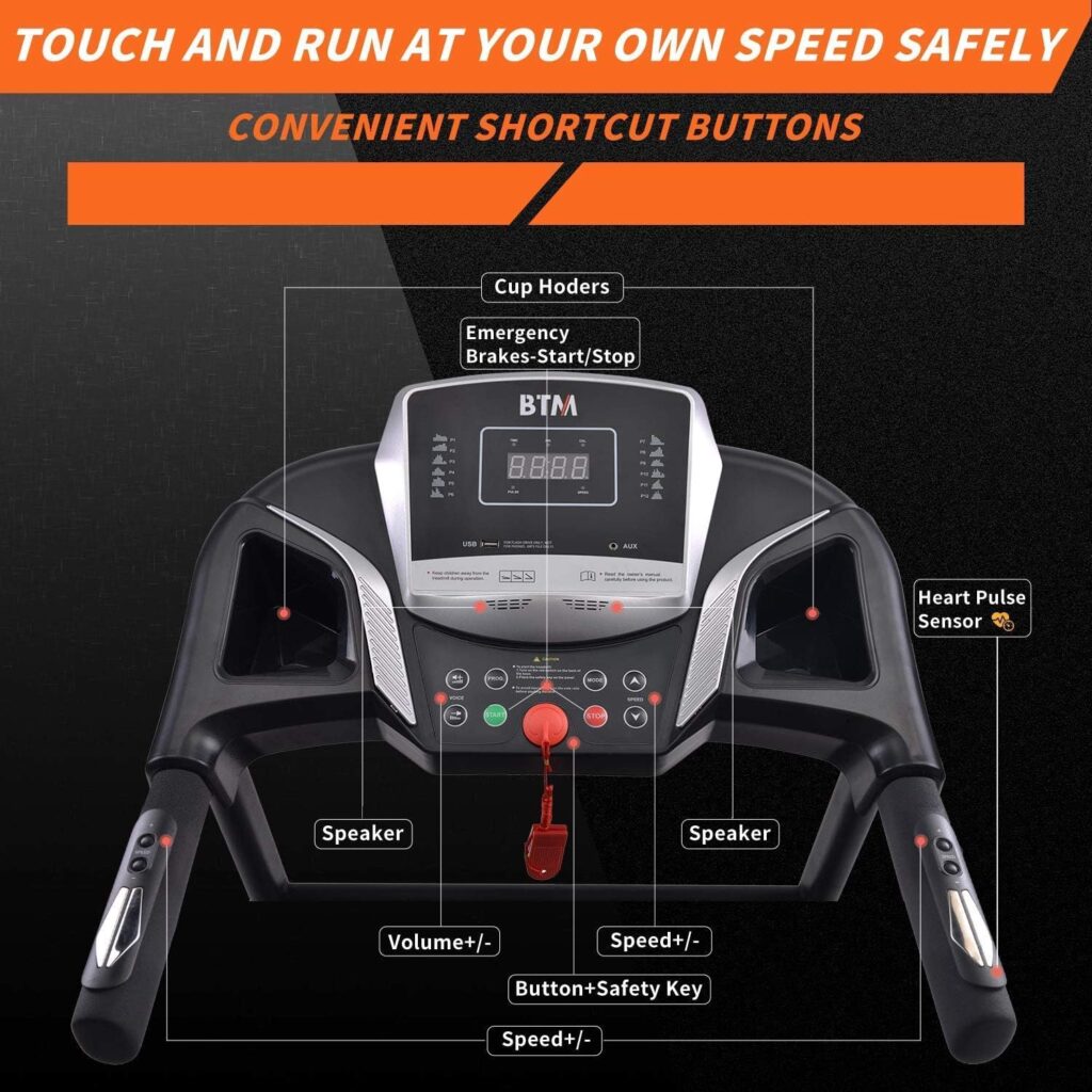 BTM W501 Electric Treadmill Folding │USB  Speakers │12KM/H │Motorized Running Jogging Walking Machine for Home Use │Digital Control │15 Pre-Programs │2 Years Guarantee