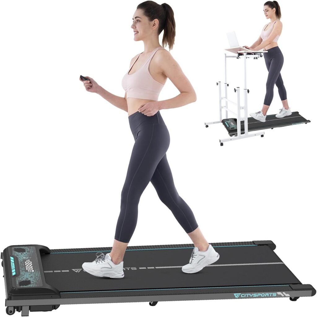 CITYSPORTS Treadmills for home,Under Desk Treadmill Ultra Slim Walking Pad with Remote,LED Display and Bluetooth Speaker,Compact Motorised Treadmill,No Assembly