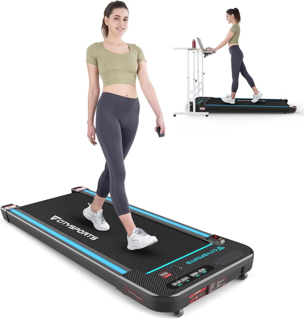 CITYSPORTS Under Desk Treadmill for home,Walking Pad with Remote,LED Display and Bluetooth Speaker,Adjustable Speed,Installation-Free,Ultra Thin and Silent