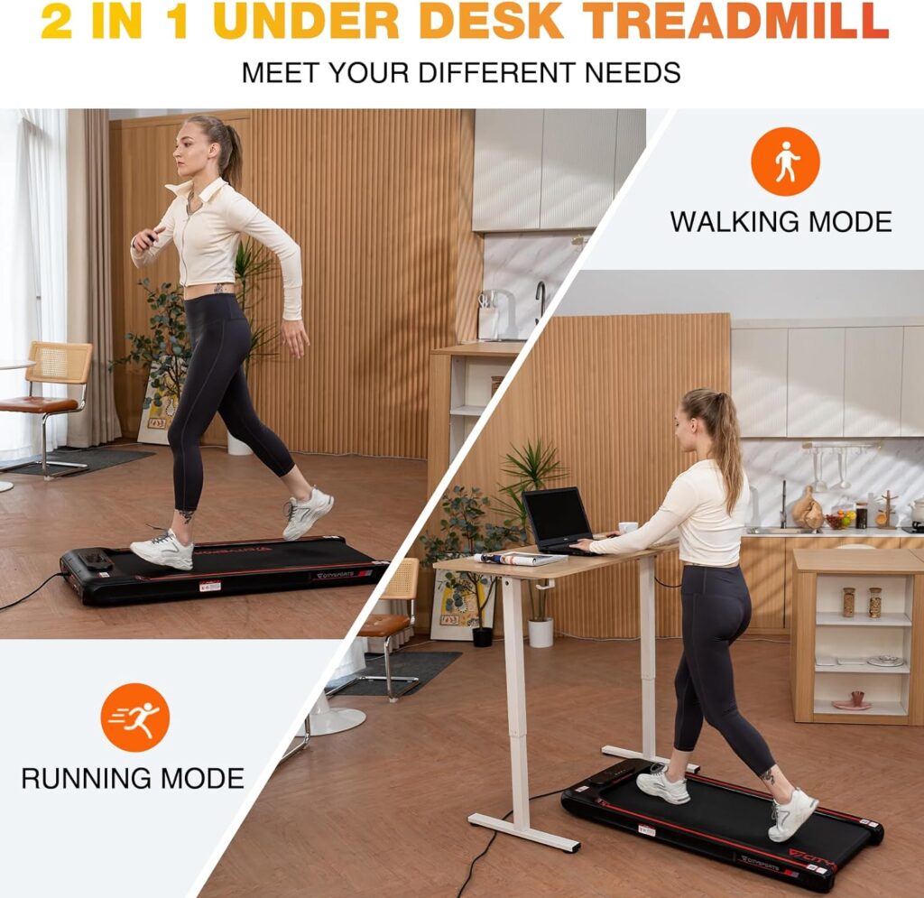 CITYSPORTS Under Desk Treadmill, Portable Walking Pad Treadmill, Remote  APP Control and LED Display,Adjustable Speed,Installation-Free,Treadmills for Home Office Aerobic Exercise