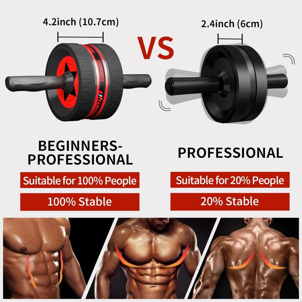 EnterSports Ab Rollers Wheel Kit, Exercise Wheel Core Strength Training Abdominal Roller Set with Push Up Bars, Resistance Bands, Knee Mat Home Gym Fitness Equipment for Abs Workout