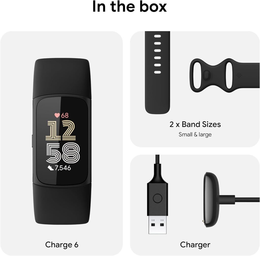 Fitbit by Google Charge 6 Activity Tracker with 6-months Premium Membership Included, 7 days battery life and Google Wallet and Google Maps