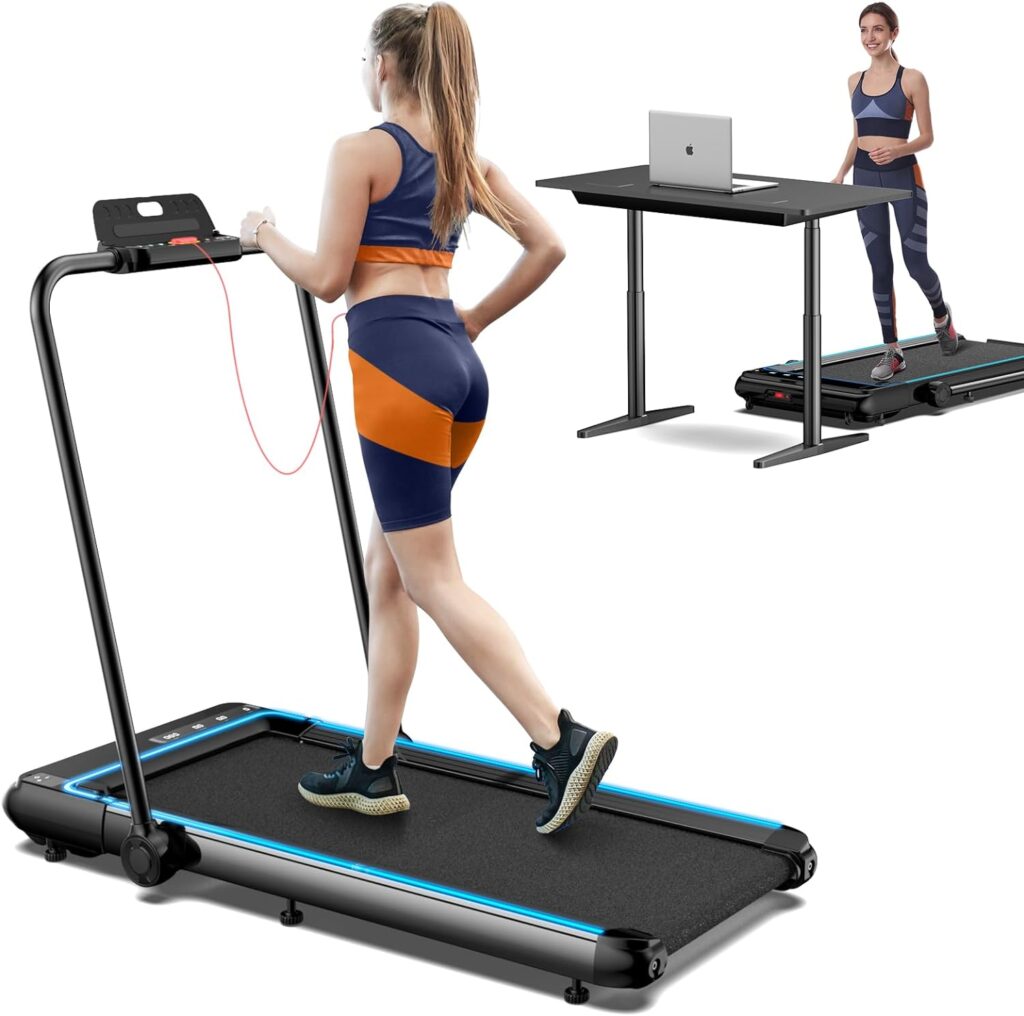 Folding Treadmill for Home, Under Desk Treadmill Walking Pad with Powerful Motor/Widened Shock Absorption Running Belt/App Control, Foldable Running Exercise Machine, Adjustable Speeds 1-12km/h