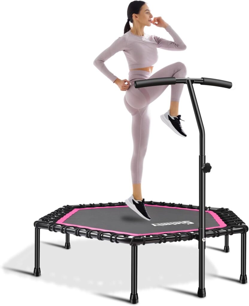Gielmiy Fitness Trampolin Ø ca 101cm ，Outdoor/Indoor Mini trampolin, Sprungtraining Aerobic Rebounder Trampolin，Gewicht bis 150kg