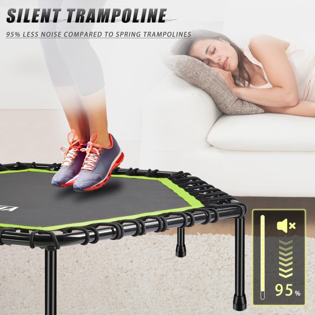 Gielmiy Fitness Trampolin Ø ca 101cm ，Outdoor/Indoor Mini trampolin, Sprungtraining Aerobic Rebounder Trampolin，Gewicht bis 150kg