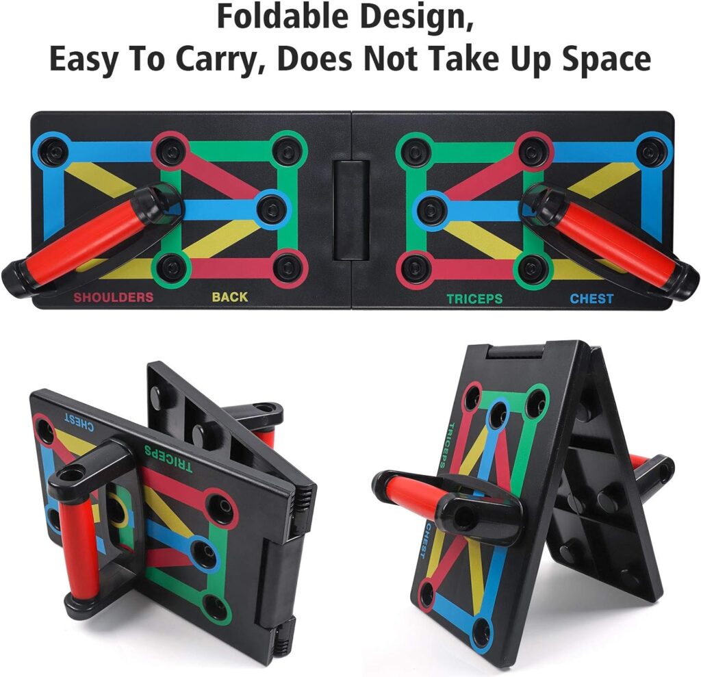 GLKEBY 12 in1 Push Up Board System,Foldable Portable Push-Up Rack Board,Multifunctional Color Coded Fitness Pushup Stands,for Indoor, Gymnasium, Outdoor Muscle Training Fitness Exercise