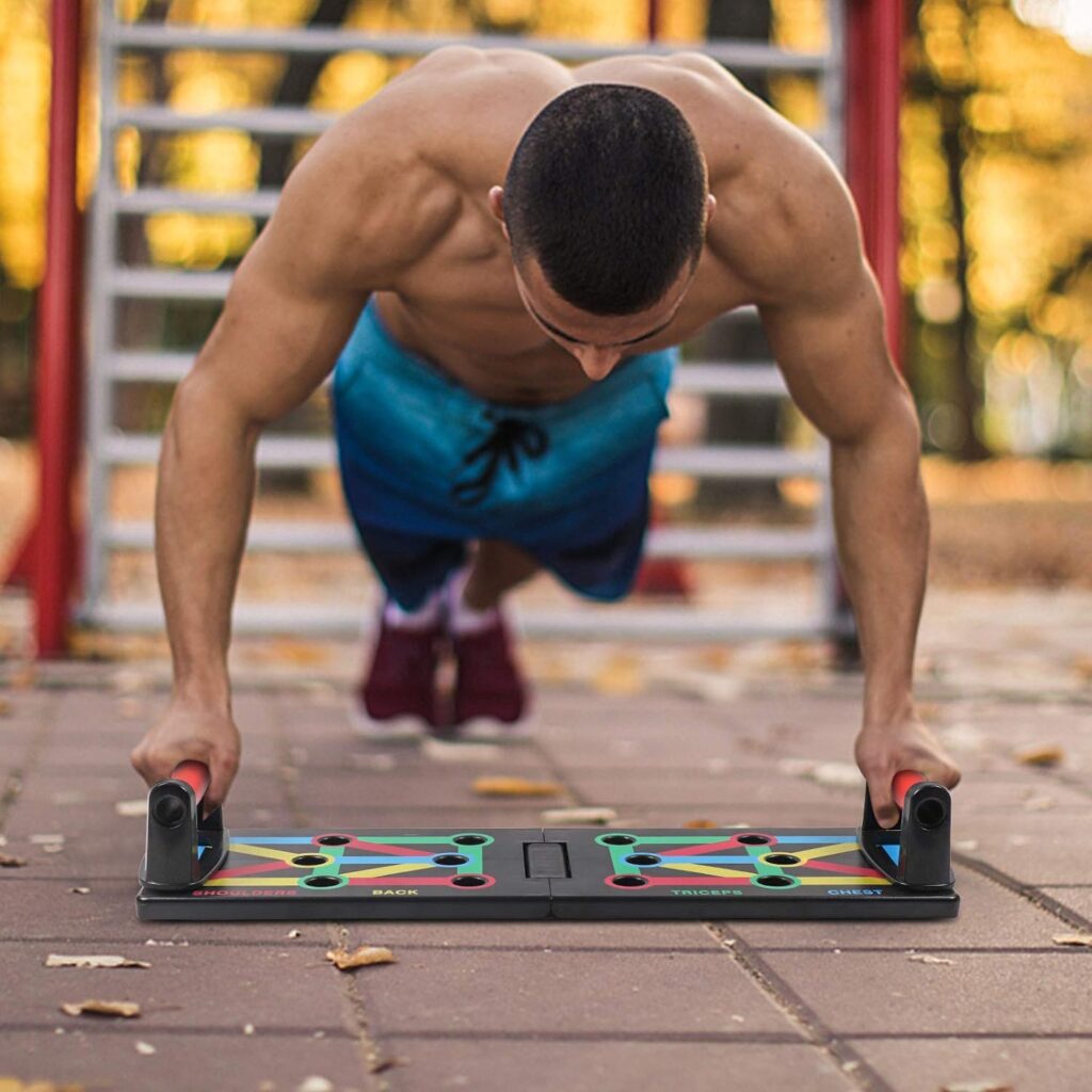 GLKEBY 12 in1 Push Up Board System,Foldable Portable Push-Up Rack Board,Multifunctional Color Coded Fitness Pushup Stands,for Indoor, Gymnasium, Outdoor Muscle Training Fitness Exercise
