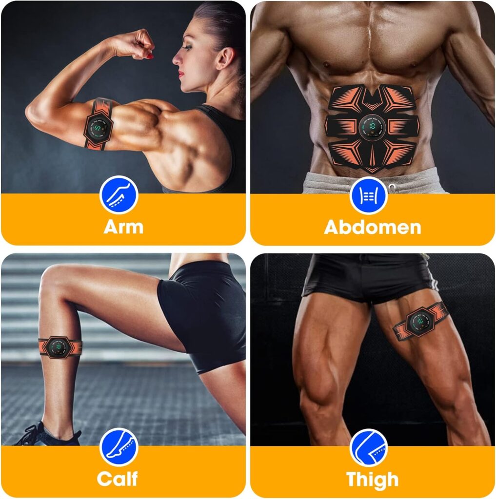 GROSBEAK EMS Muscle Stimulator ABS Trainer, Electric Abdominal Muscle Toner for Men and Women, 8 Modes AB Stimulator for Arms, Waist - Rechargeable, Skin-friendly