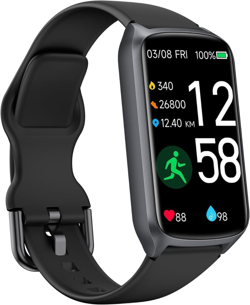Health Fitness Tracker with 24/7 Heart Rate, Blood Oxygen, Blood Pressure, Step Counter, 5ATM Waterproof Activity Trackers Up to 7 Days Battery Life and Daily Sleep Score (S  L Bands Included)