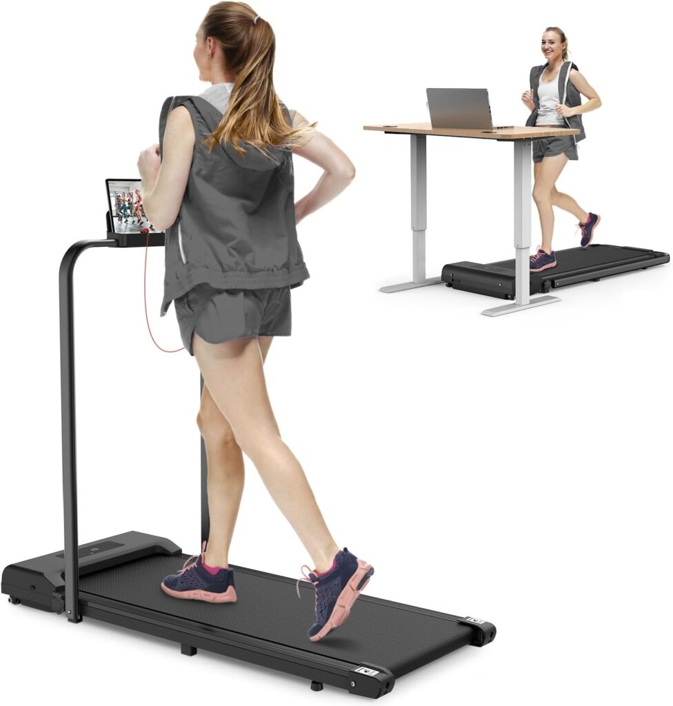 Jupgod Folding Treadmill, 2.5HP Under Desk Treadmill Adjustable Speeds 1-10km/h Walking Running Machine for Home Cardio Exercise