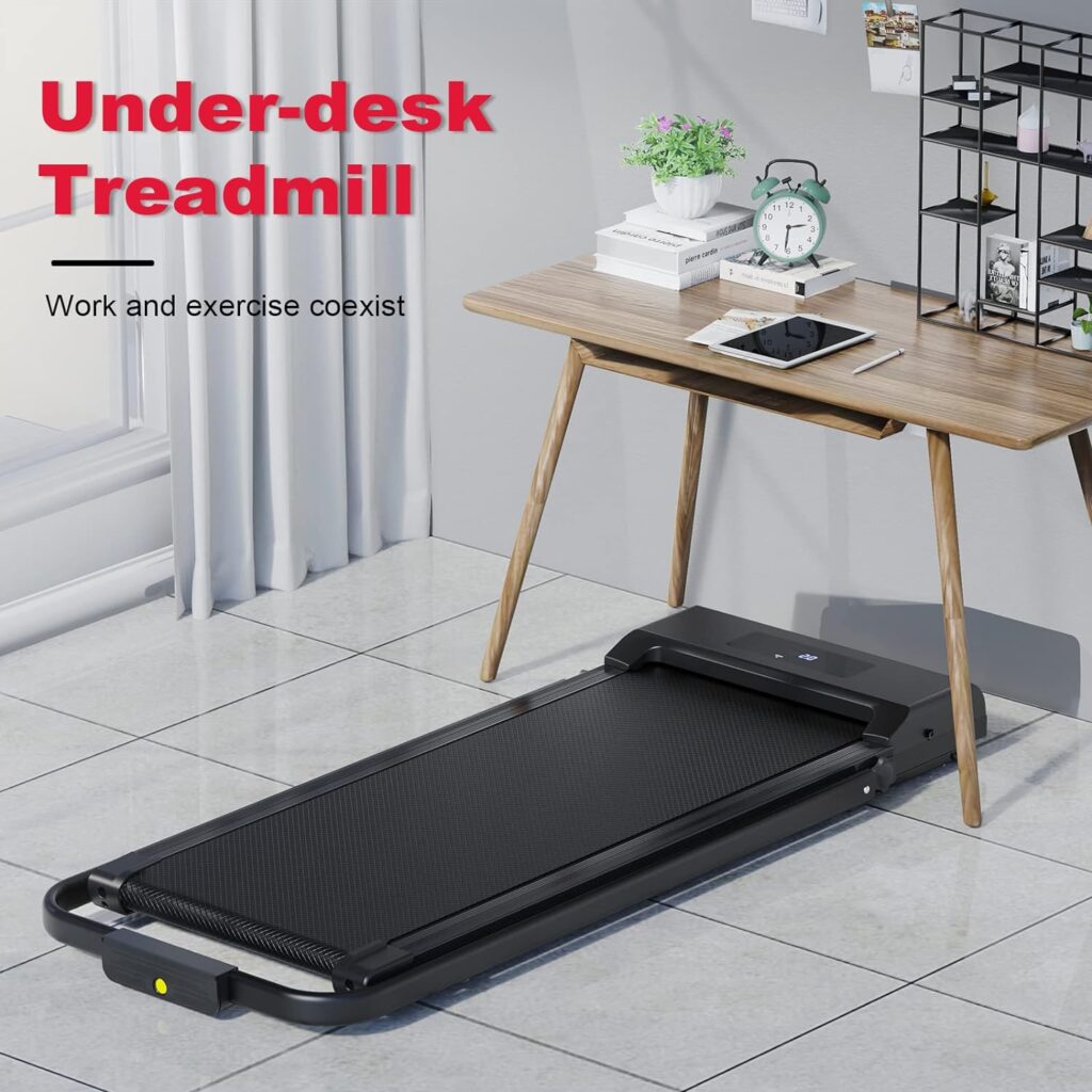 Jupgod Folding Treadmill, 2.5HP Under Desk Treadmill Adjustable Speeds 1-10km/h Walking Running Machine for Home Cardio Exercise