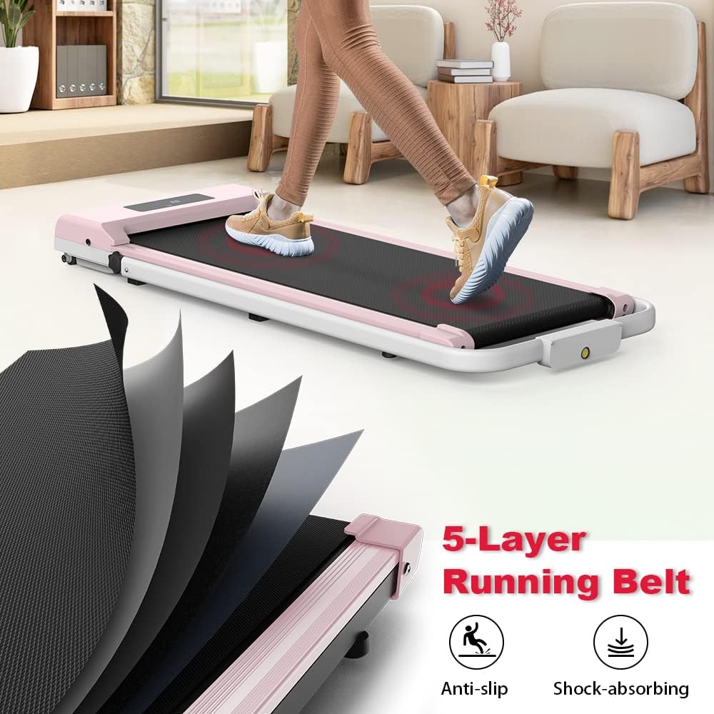 Jupgod Folding Treadmill, 2.5HP Under Desk Treadmill Adjustable Speeds 1-10km/h Walking Running Machine for Home Cardio Exercise