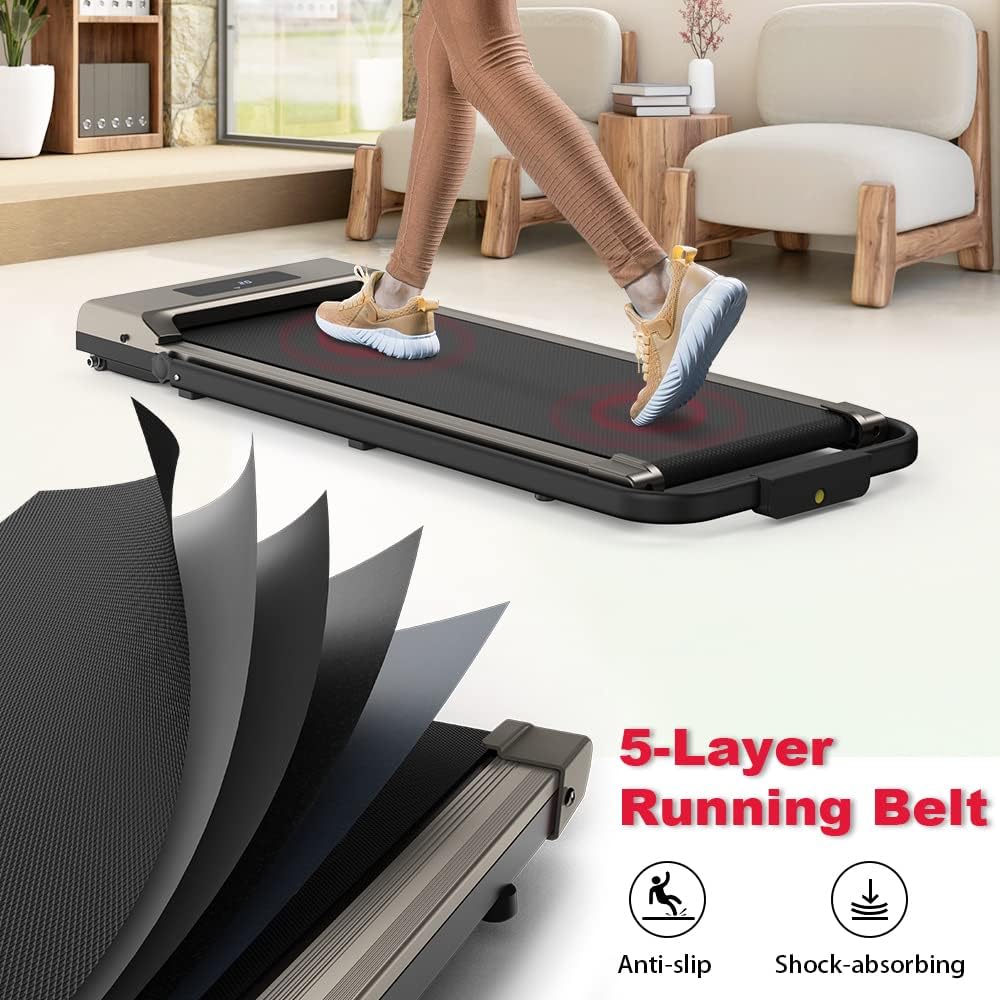 Jupgod Folding Treadmill, 2.5HP Under Desk Treadmill Adjustable Speeds 1-10km/h Walking Running Machine for Home Cardio Exercise