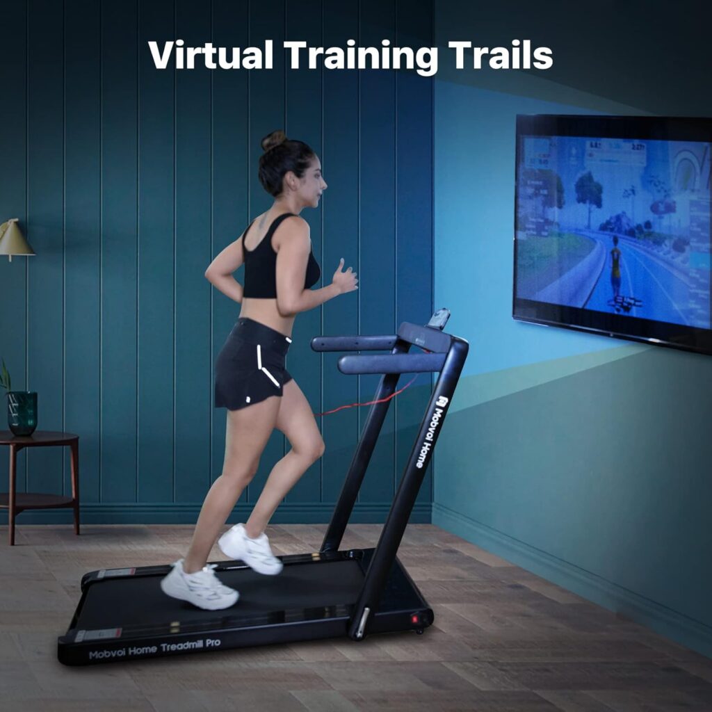 Mobvoi Home Treadmill Pro, Foldable Treadmill for Home, Compatible with Smartwatches, Virtual Training Trails, Running and Walking Workout Modes, Bluetooth Speaker, Remote Control, Fitness Exercise