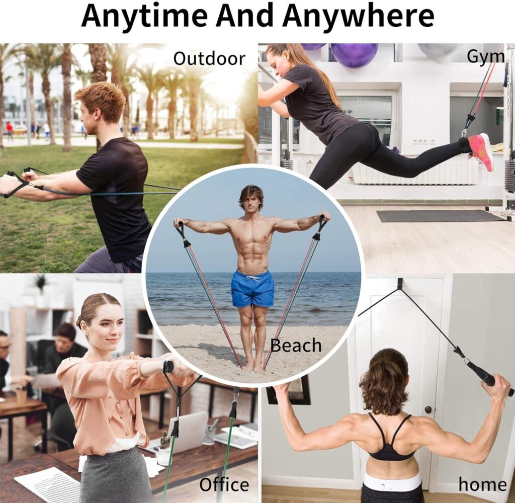 Resistance Bands, Resistance Bands Set Men, Workouts Bands, Exercise Band with 5 Fitness Tubes, 2 Foam Handles Strength Training Home Gym Equipment