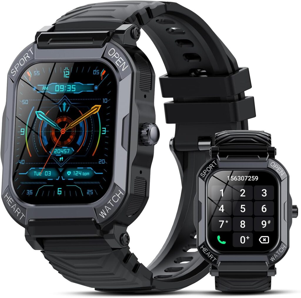 Smart Watch for Men Answer/Make Calls, 1.85 Touch Screen Fitness Watch with Heart Rate Sleep Monitor Step Counter, 113 Sports Modes Fitness Tracker, IP68 Waterproof Smartwatch for Android iOS, Black
