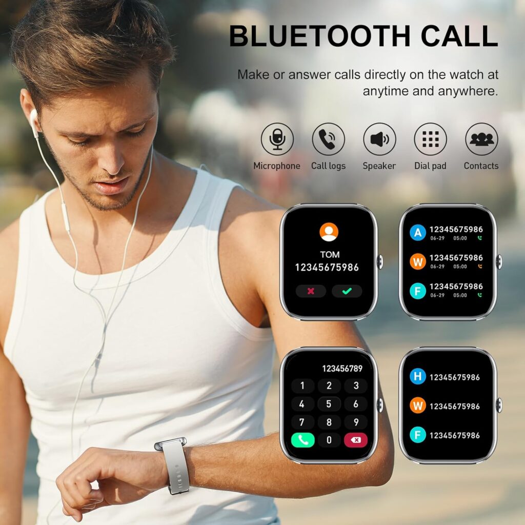 Smart Watch for Men Women Answer/Make Calls, 1.85 Smartwatch, Fitness Watch with Heart Rate Sleep Monitor, Step Counter, 100+ Sports, IP68 Waterproof Fitness Smartwatches Compatible with Android IOS