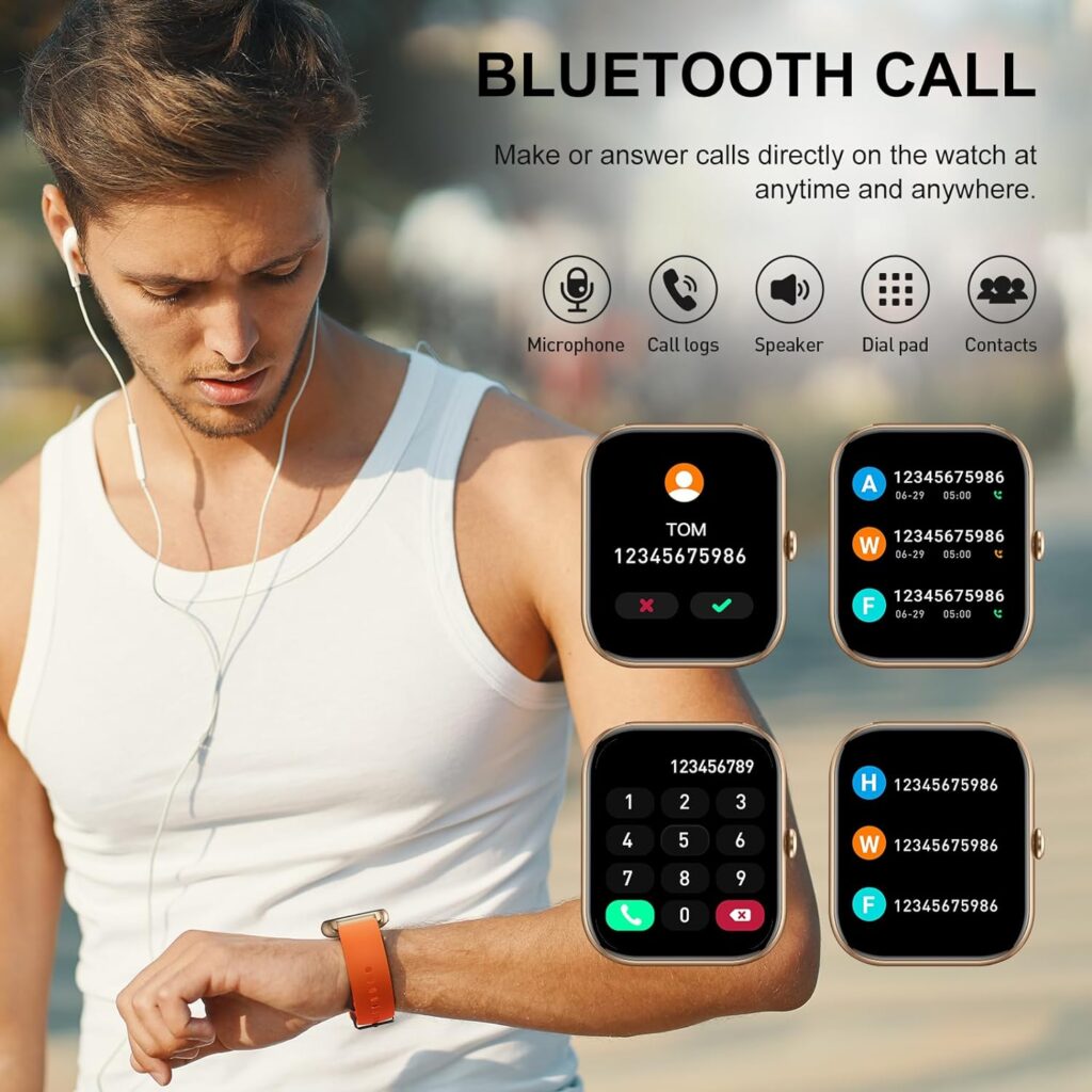 Smart Watch for Men Women Answer/Make Calls, 1.85 Smartwatch, Fitness Watch with Heart Rate Sleep Monitor, Step Counter, 100+ Sports, IP68 Waterproof Fitness Smartwatches Compatible with Android IOS