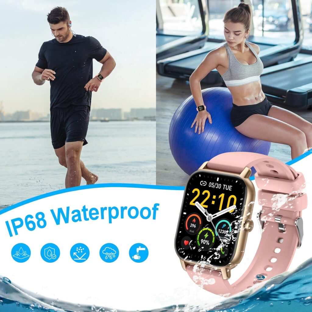 Smart Watch for Men Women Answer/Make Calls, 1.85 Smartwatch, Fitness Watch with Heart Rate Sleep Monitor, Step Counter, 100+ Sports, IP68 Waterproof Fitness Smartwatches Compatible with Android IOS