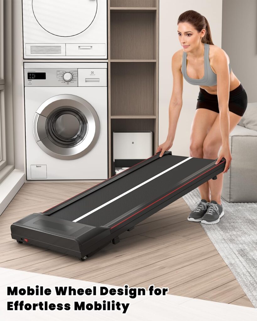 Treadmills for Home, Ultra Slim Walking Running Machine with 1-10km/h, Electric Under Desk Treadmill for Home/Office Fitness Exercise, No Assembly Required