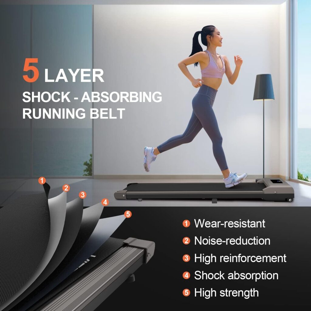 Treadmills for Home, Ultra Slim Walking Running Machine with 1-10km/h, Electric Under Desk Treadmill for Home/Office Fitness Exercise, No Assembly Required