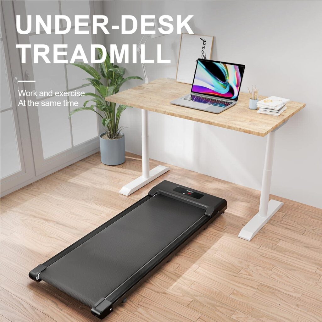 Treadmills for Home, Ultra Slim Walking Running Machine with 1-10km/h, Electric Under Desk Treadmill for Home/Office Fitness Exercise, No Assembly Required