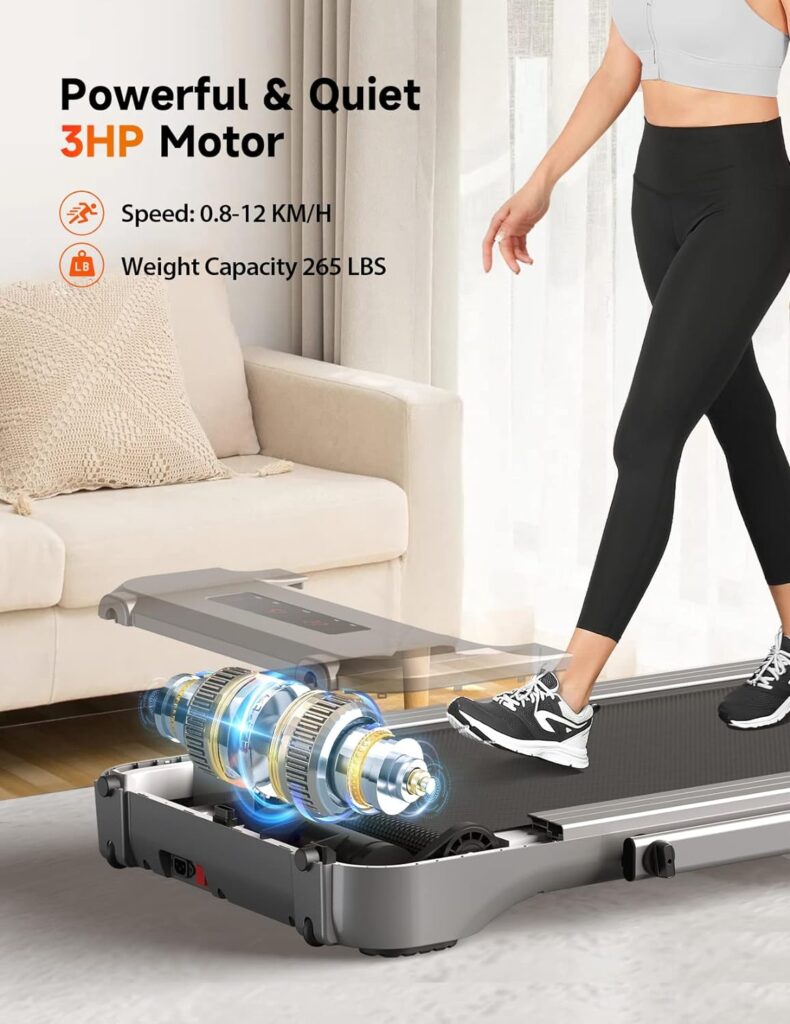 Under Desk Treadmill for Home,THERUN 3HP Folding treadmill w/Widen Running Belt  12 Pre-Programs,Foldable Walking Running Machine w/Remote Control,LED Display  Fitness App,0.8-12KM/H (Grey)