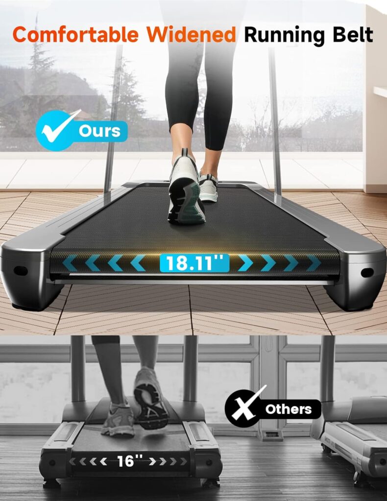 Under Desk Treadmill for Home,THERUN 3HP Folding treadmill w/Widen Running Belt  12 Pre-Programs,Foldable Walking Running Machine w/Remote Control,LED Display  Fitness App,0.8-12KM/H (Grey)