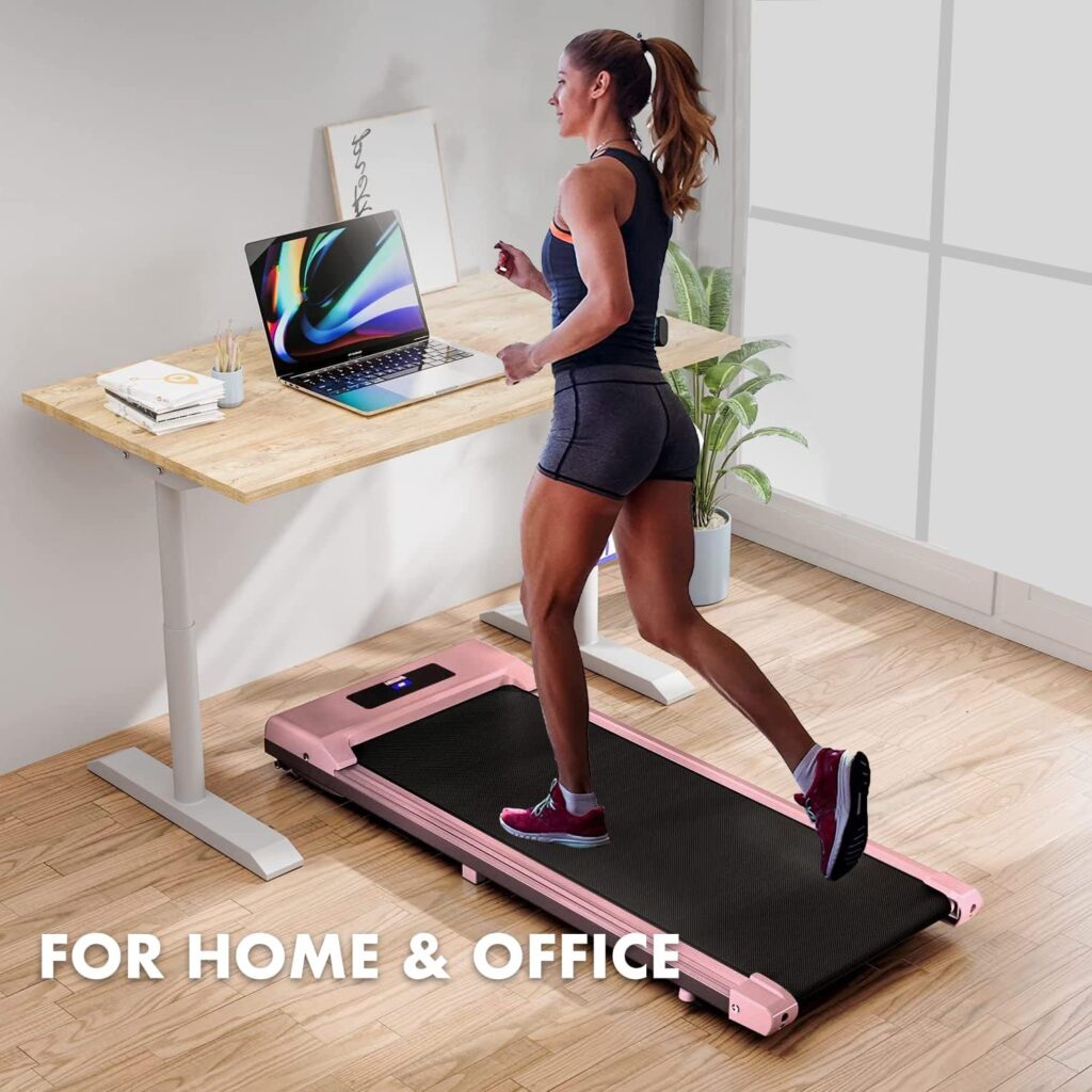 Under Desk Treadmill with Bluetooth Speaker  Remote Control Walking Running Pad Machine Adjustable Speeds LED Display for Home or Office