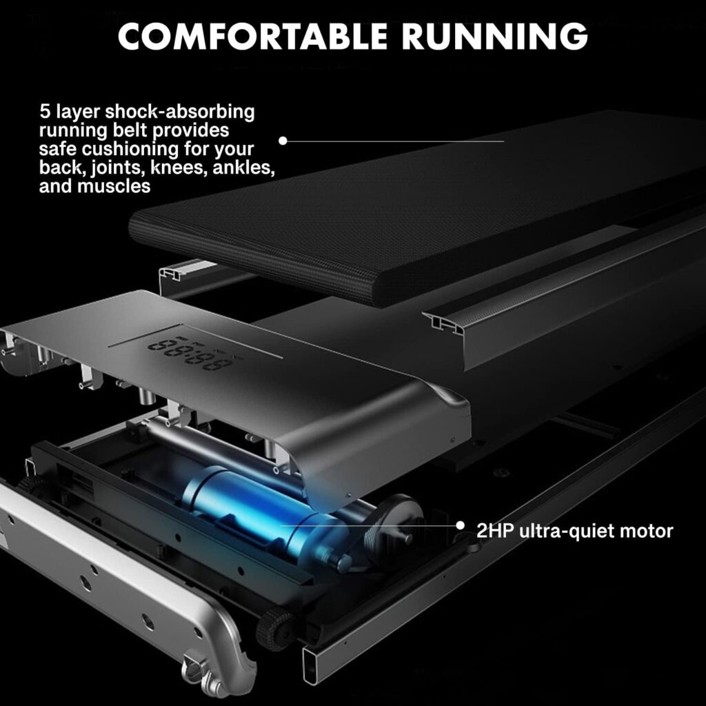 Under Desk Treadmill with Bluetooth Speaker  Remote Control Walking Running Pad Machine Adjustable Speeds LED Display for Home or Office