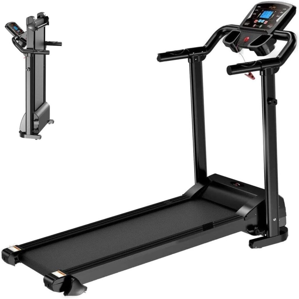 XEO HOME Treadmill Folding Treadmills For Home Gym office Heavy Duty Foldable Indoor Space Saving Cardio Fitness Workout LCD Pad Mobile  Water Bottle Holder Best Running Walking  Jogging Machines