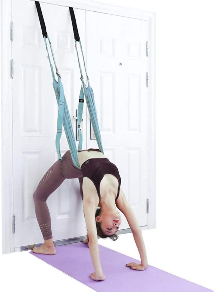Yoga Stretching Strap, Adjustable Height Leg Stretcher Waist Back Stretch Band, Exercises Door Flexibility Tensile Trainer for Rehab Pilates Dance Splits